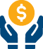 An illustration of two hands holding a dollar symbol inside a circle.