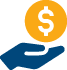 An illustration of a hand holding a dollar symbol inside a cirlce.